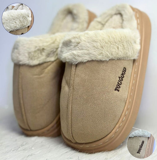 Pantuflas Beige unisex con peluche interior