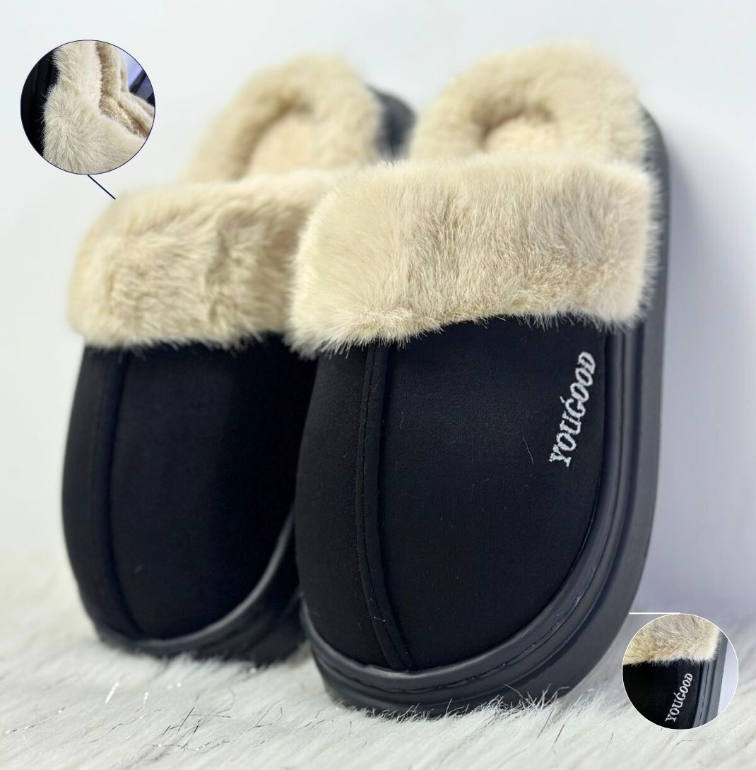 Pantuflas Negras unisex con peluche interior